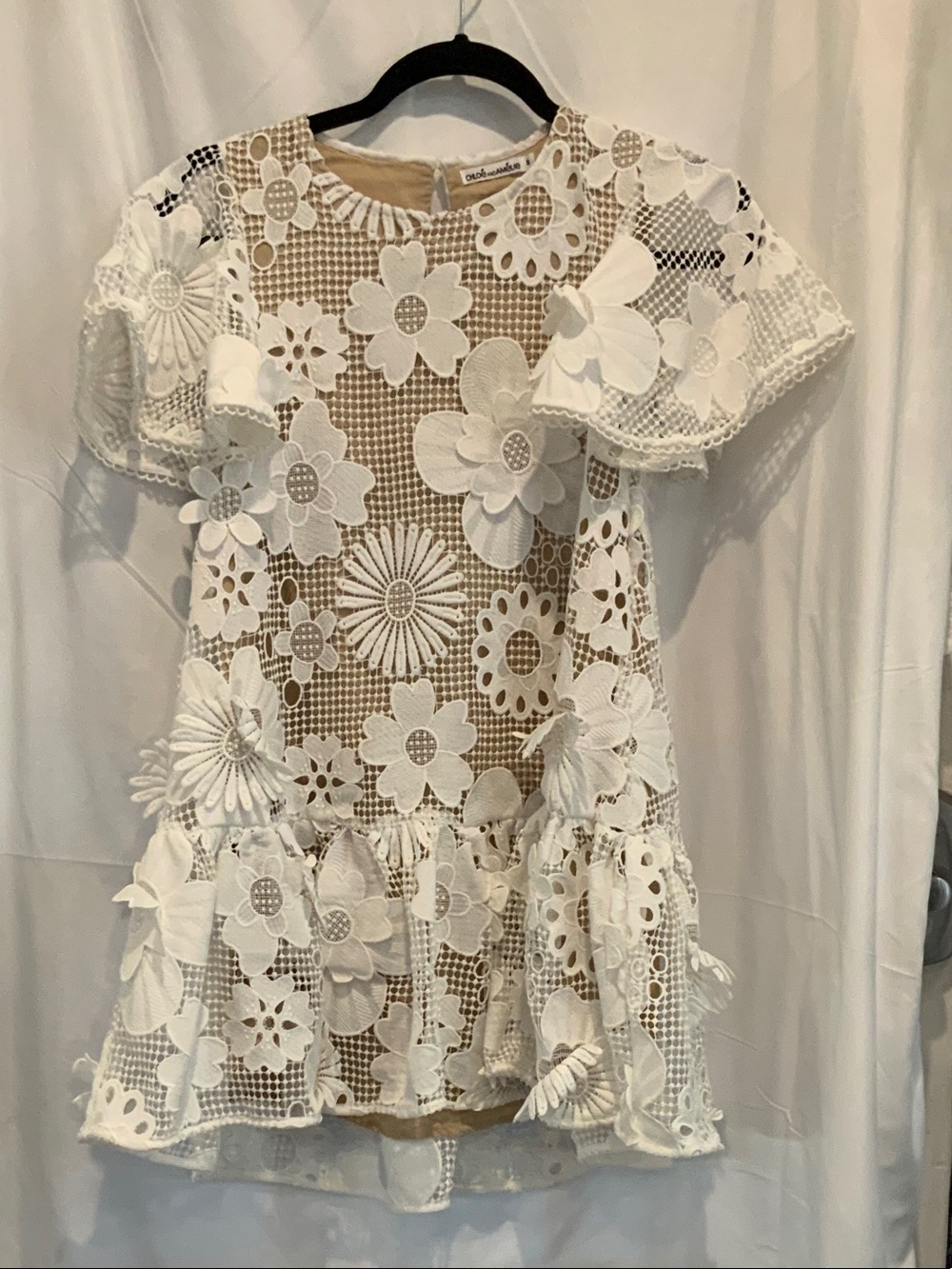 White Floral Lace Overlay Girls' Tunic Dress - Unbranded